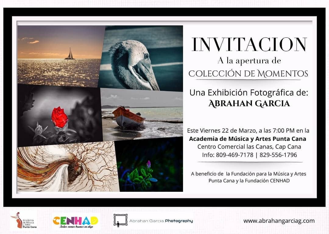 Invitación a la exposición fotográfica Colección de Momentos de Abrahán García, viernes 22 de marzo a las 7:00 p. m.